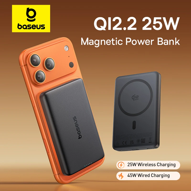 Миниатюра Внешний аккумулятор Baseus 10000 мАч, Qi2 25W, USB-C PD 45W