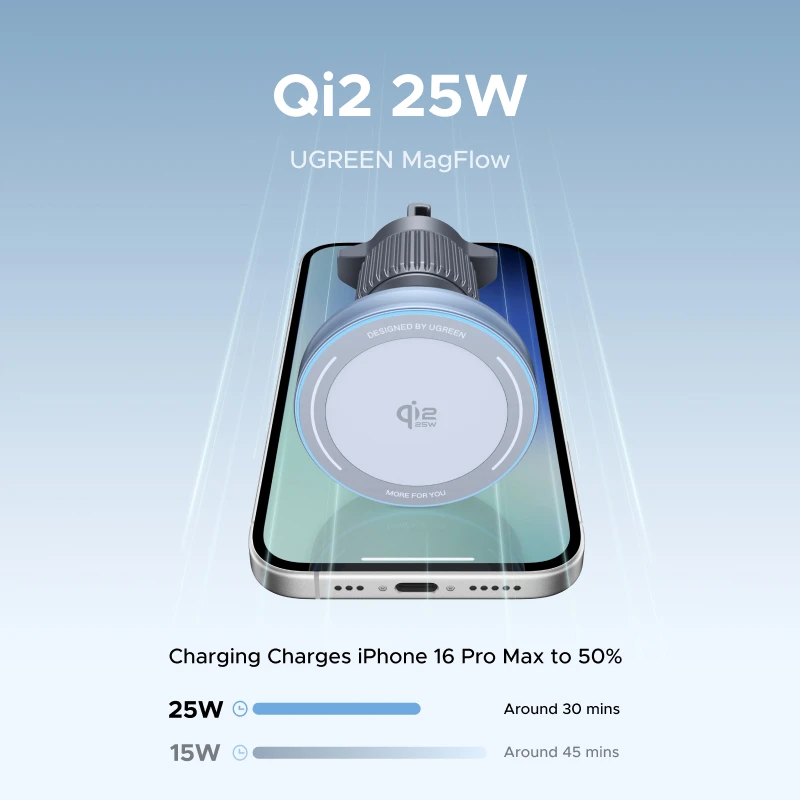 Миниатюра Автомобильный магнитный держатель UGREEN с зарядкой Qi2.2