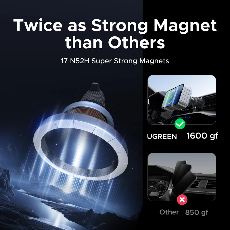 Миниатюра Автомобильный магнитный держатель UGREEN с зарядкой Qi2.2