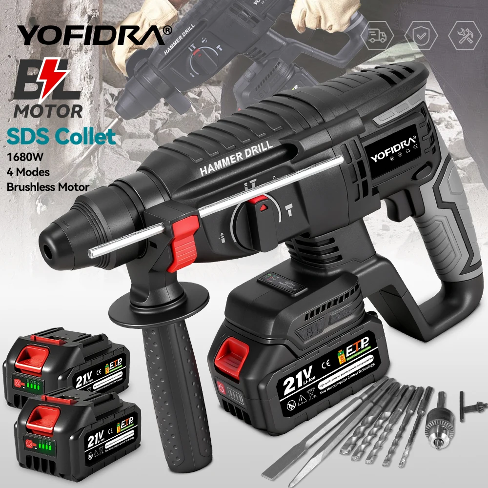 Yofidra Бесщеточный перфоратор 26 мм для аккумулятора Makita
