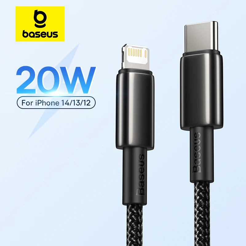 Миниатюра Кабель Baseus 20 Вт USB C для iPhone 14 13 11 8 XR PD Кабель для быстрой зарядки iPhone 12 SE USB типа C Кабель для быстрой зарядки для Macbook