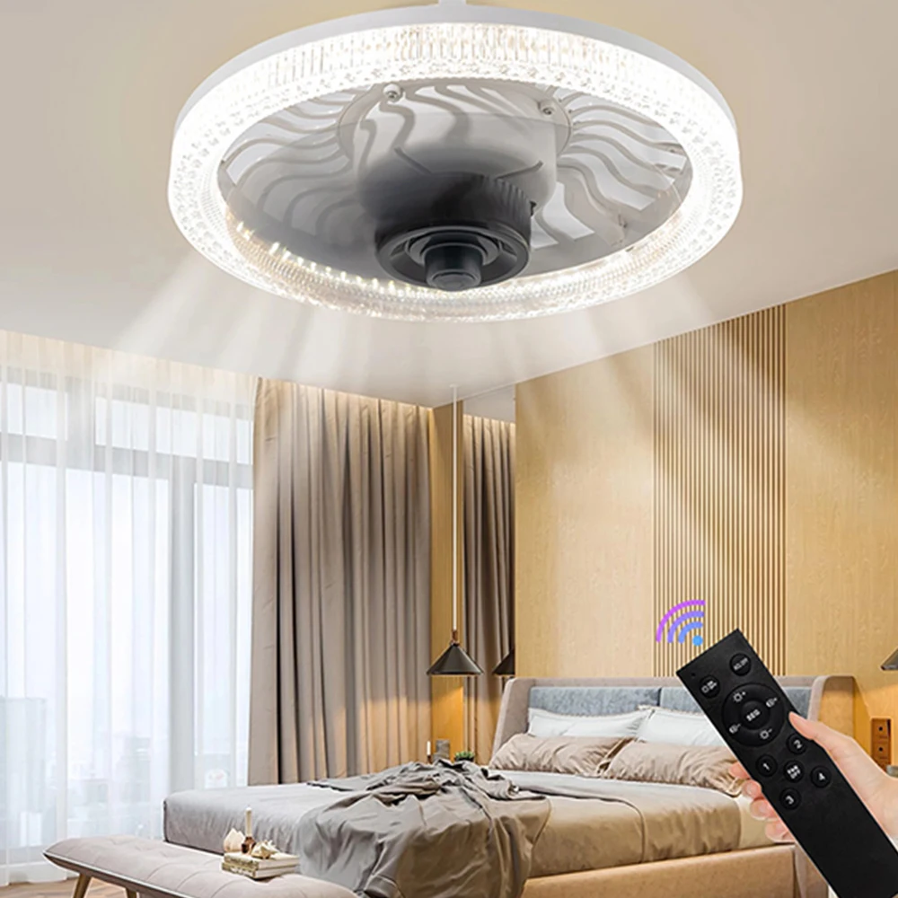Миниатюра Потолочный вентилятор с LED подсветкой и пультом, E27