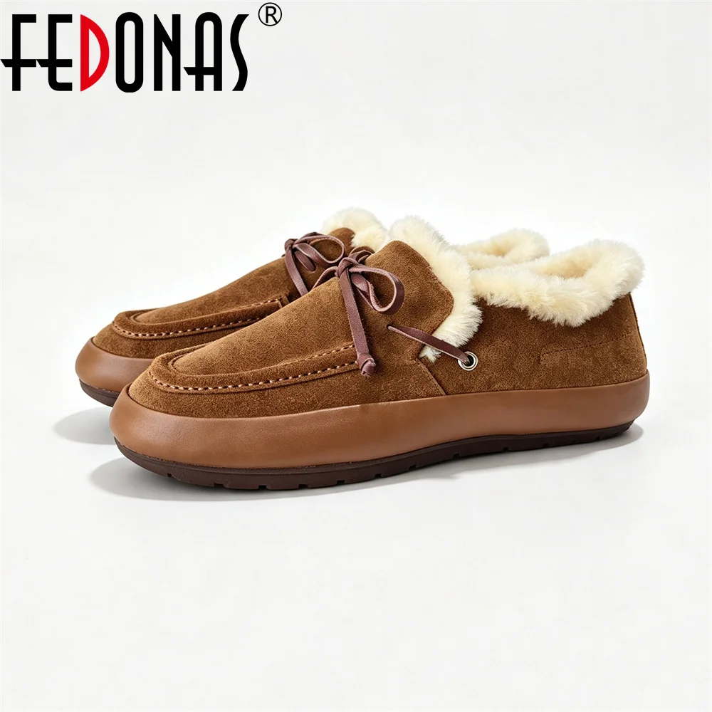 Женские зимние ботинки FEDONAS из замши и шерсти