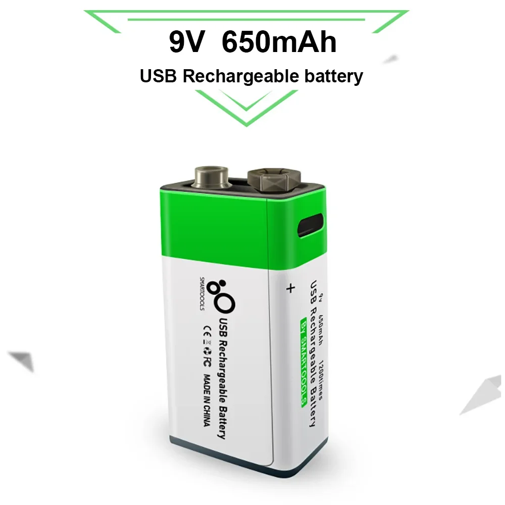 Литий-ионная батарея SMARTOOOLS 9В 650мАч USB