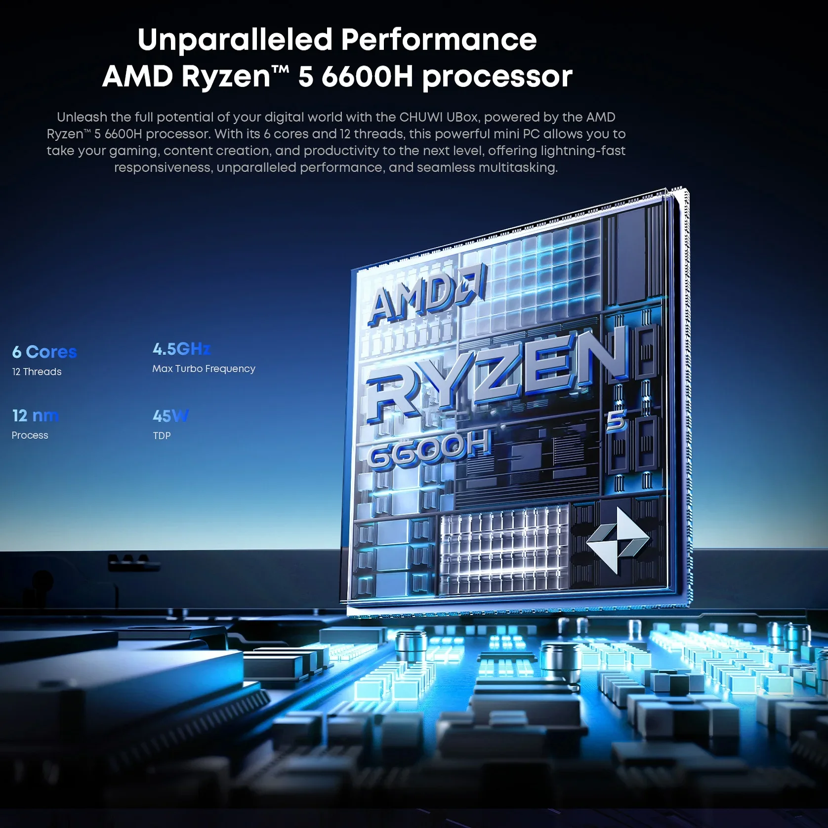 Мини-ПК Chuwi UBox на Ryzen 6600H 16ГБ RAM 512ГБ SSD