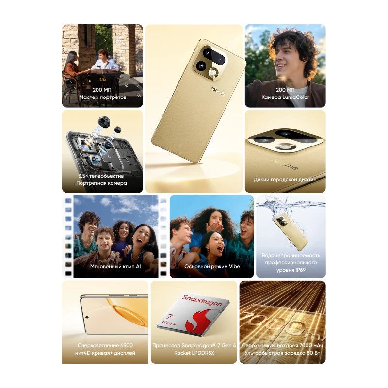Смартфон Realme 16 Pro+ 5G, 8/256 или 12/512 ГБ