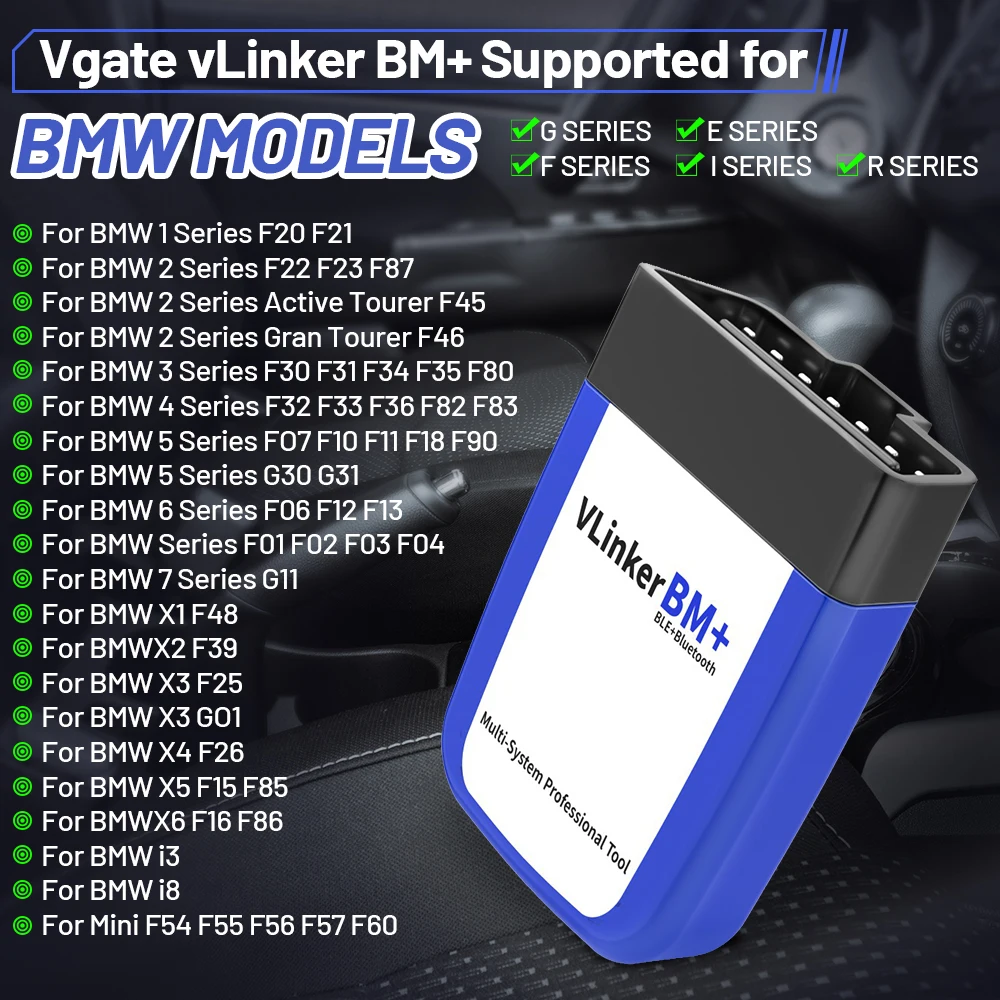 Миниатюра Автосканер Vgate VLinker BM OBD2 Bluetooth для BMW