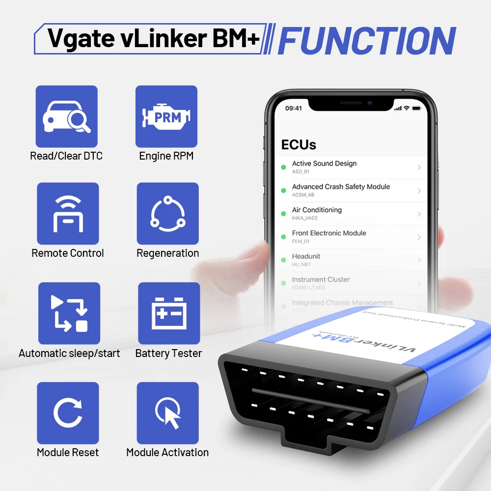 Миниатюра Автосканер Vgate VLinker BM OBD2 Bluetooth для BMW