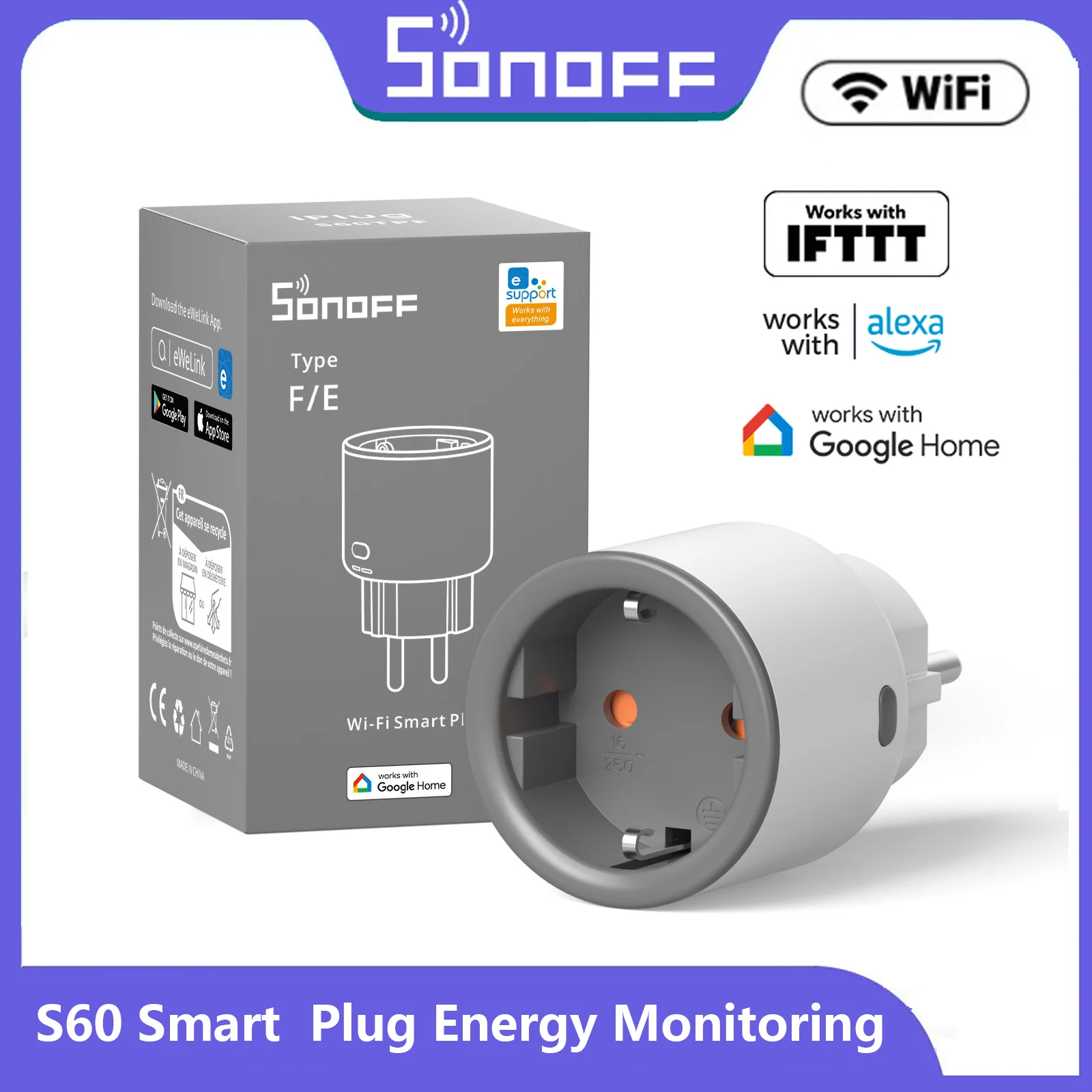 Умная Wi‑Fi-розетка SONOFF S60 с управлением