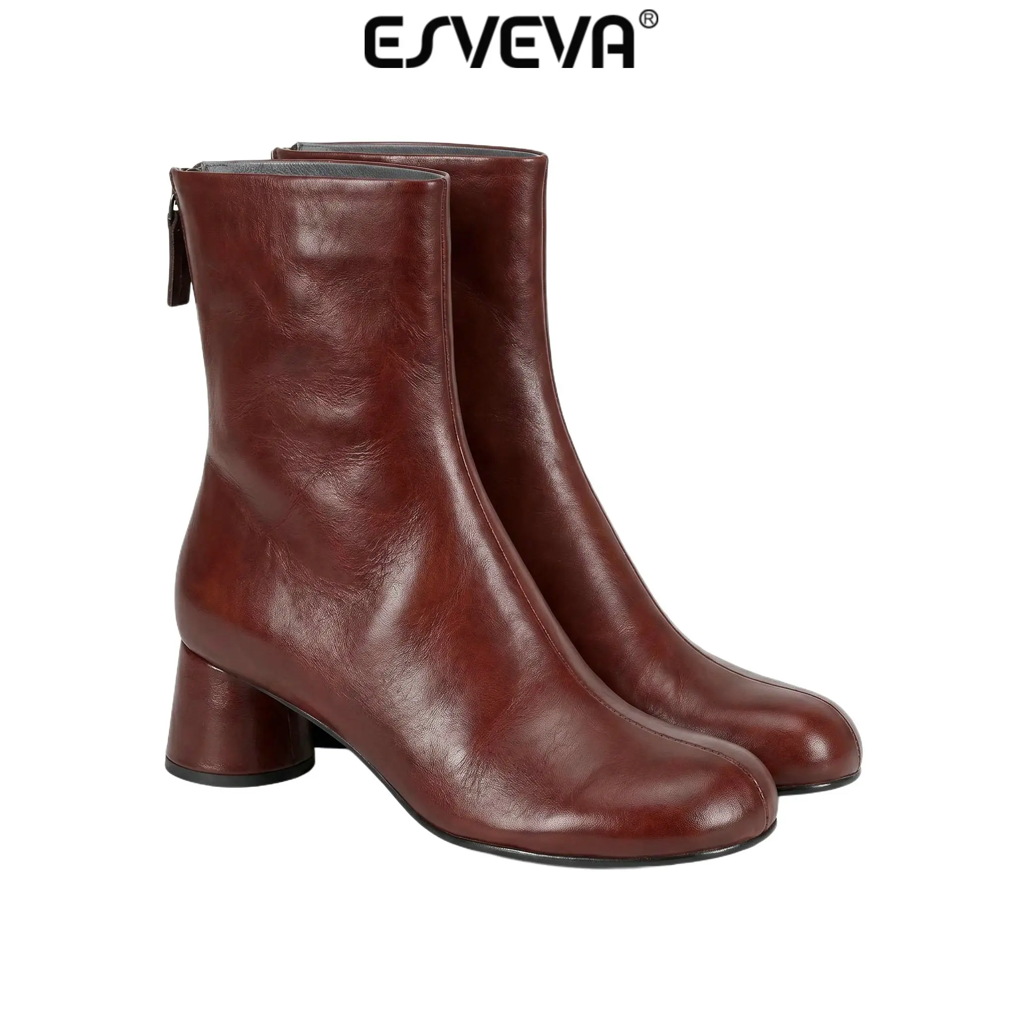 Женские ботильоны ESVEVA кожаные на высоком каблуке, 34-43