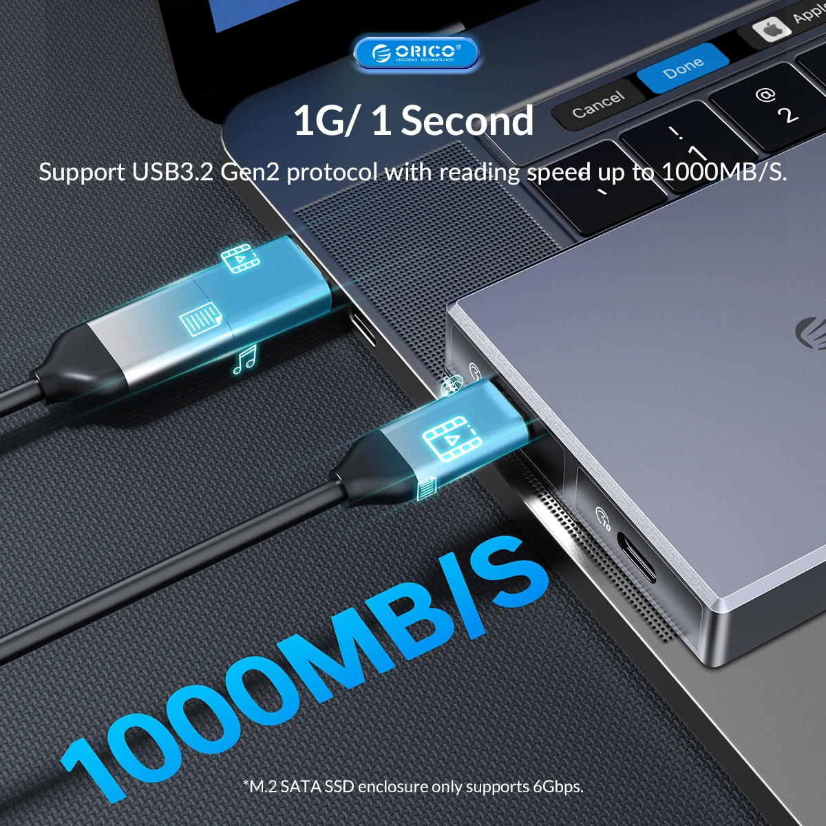 Двухотсечный корпус ORICO для NVMe M.2 SSD, алюминий