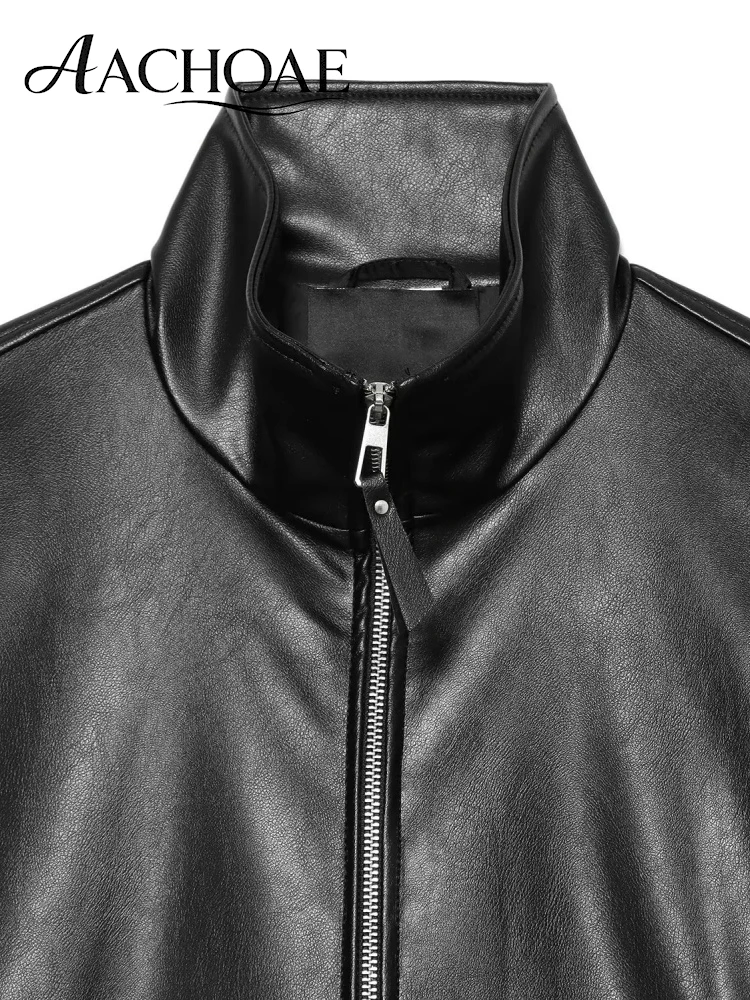Миниатюра Женский бомбер AACHOAE из искусственной кожи