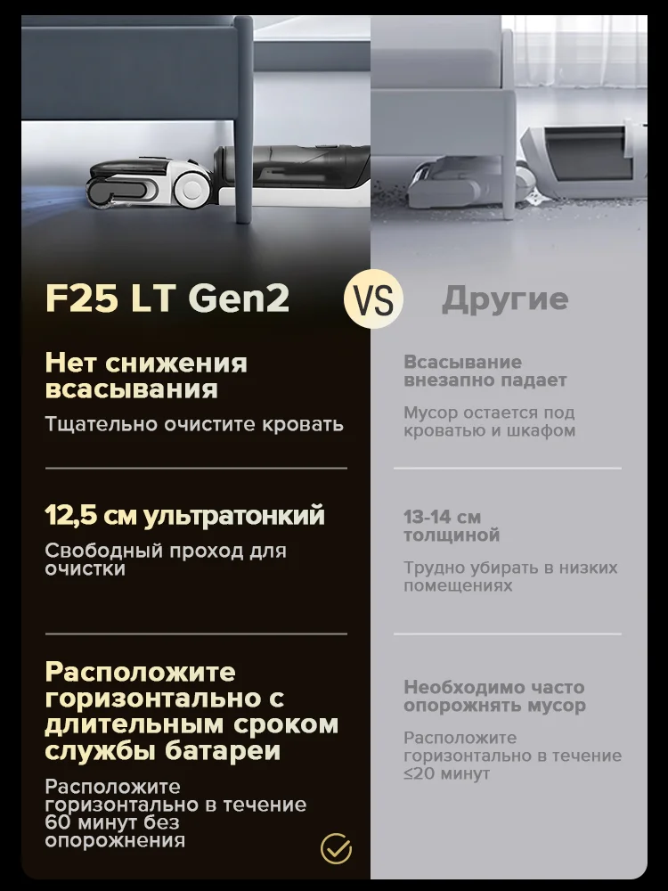 Миниатюра Вертикальный пылесос Roborock F25 LT Gen2, влажная уборка