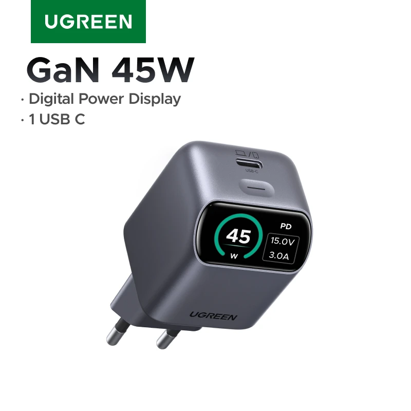 Зарядное устройство UGREEN GaN 45 Вт с дисплеем