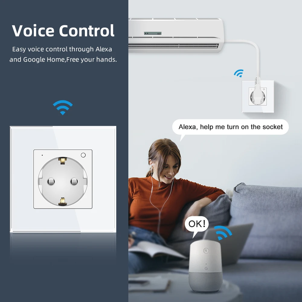SRAN Умная розетка WiFi 220V стеклянная