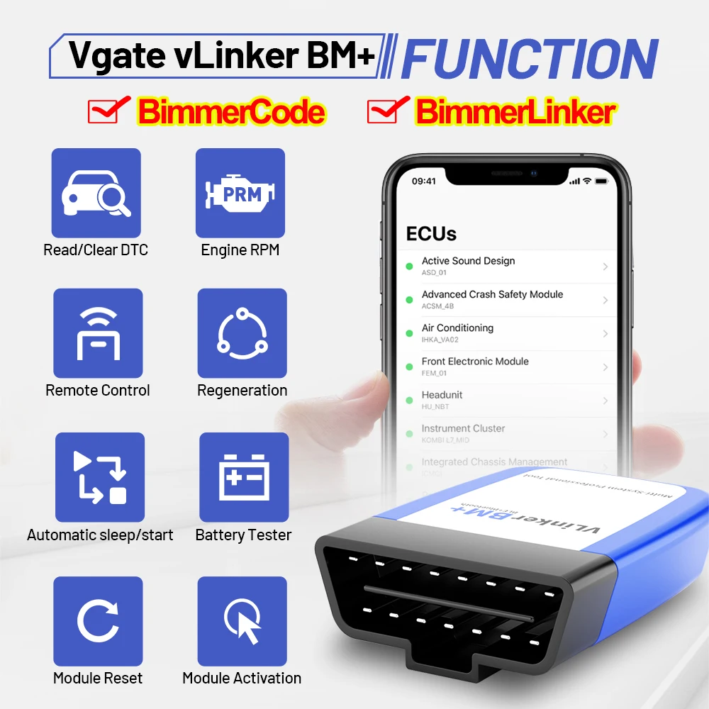 Автосканер Vgate VLinker BM+ для BMW