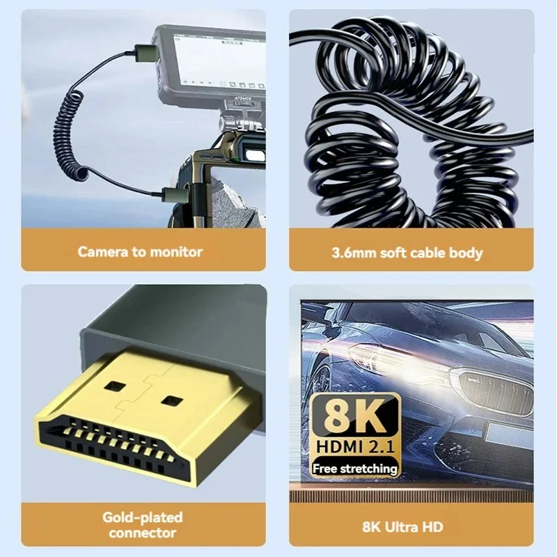 Пружинный кабель HDMI 8K UHD