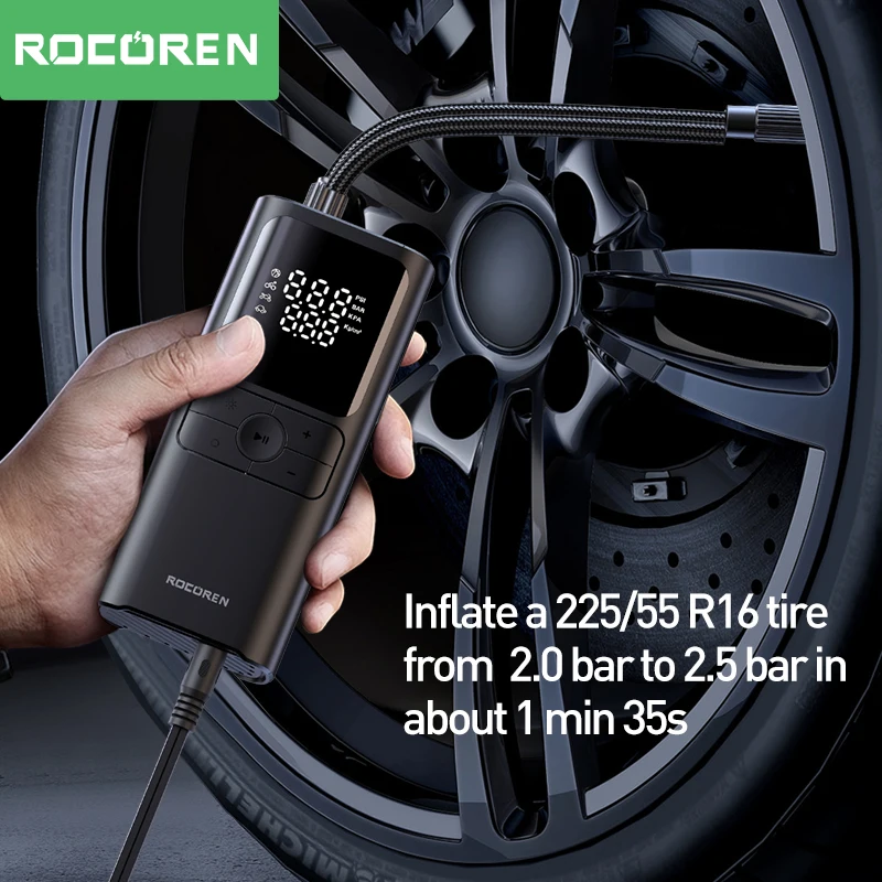 Автомобильный компрессор Rocoren 12 В, цифровой, портативный