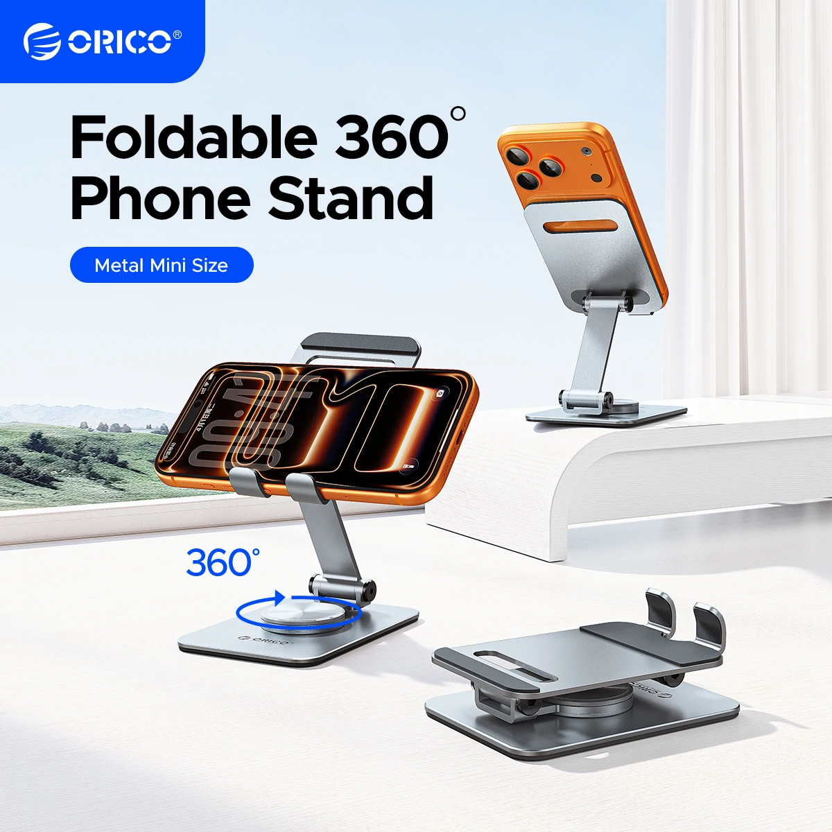 Миниатюра Складной держатель для телефона ORICO, алюминий, 360°