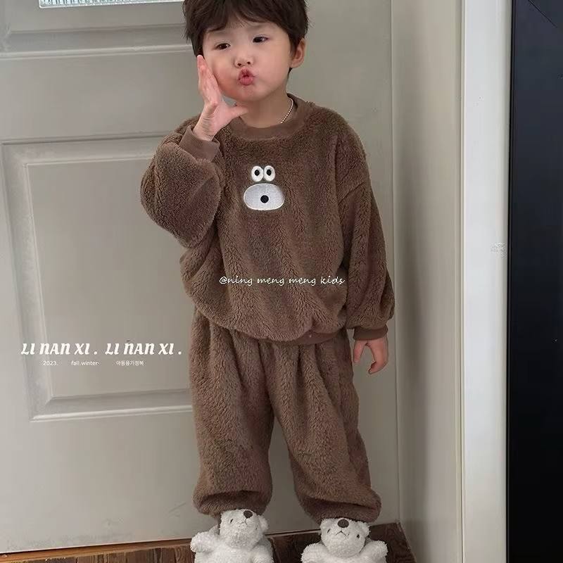 Детская пижама с мишкой, топ и брюки, 2-6 лет