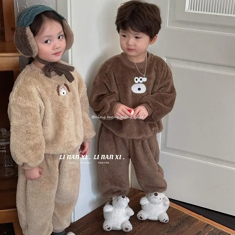 Миниатюра Детская пижама с мишкой, топ и брюки, 2-6 лет