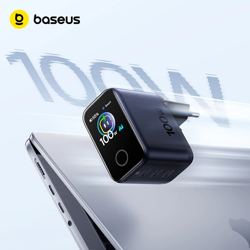 Миниатюра GaN-зарядка Baseus 100 Вт с дисплеем