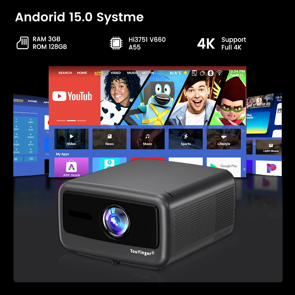 Проектор Touyinger Q13W, Android 15, 3800 ANSI