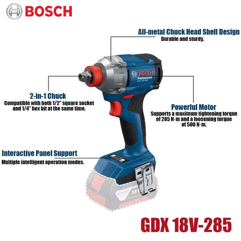 Миниатюра Ударный гайковёрт Bosch GDX 18V-285 для крепежа