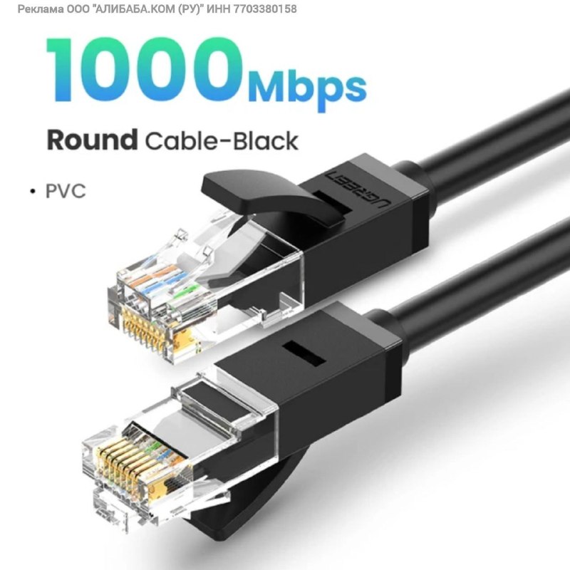 Ethernet-кабель UGREEN Cat6 до 1000 Мбит/с