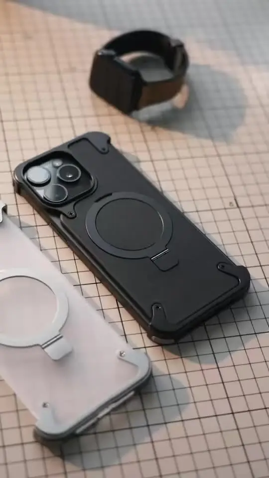 Чехол для iPhone 13-16 Pro Max с магнитной подставкой, алюминий