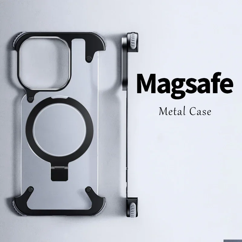 Миниатюра Чехол для iPhone 13-16 Pro Max с магнитной подставкой, алюминий