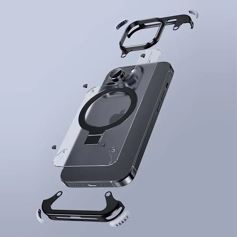 Миниатюра Чехол для iPhone 13-16 Pro Max с магнитной подставкой, алюминий