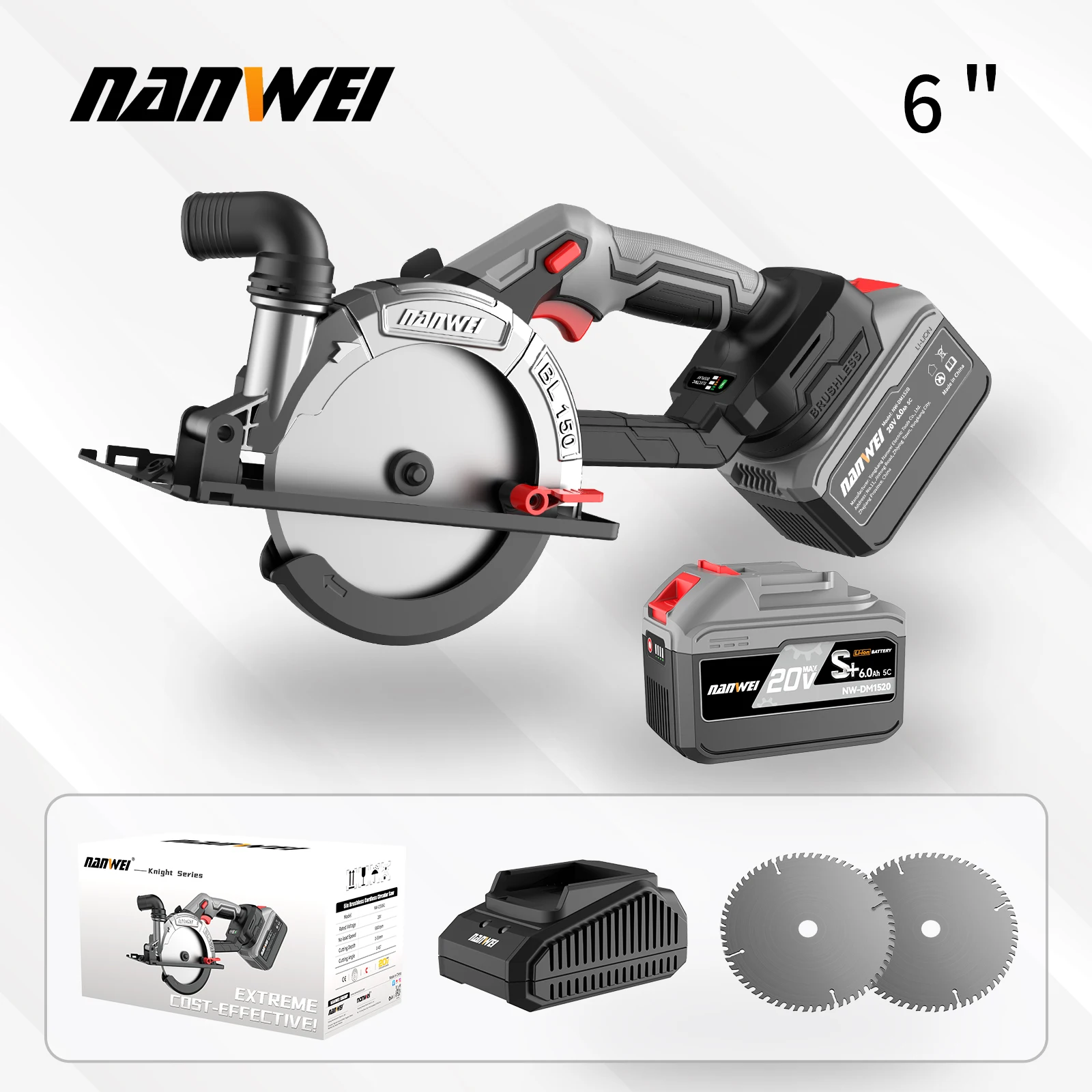 Миниатюра Nanwei 20В бесщеточная циркулярная пила
