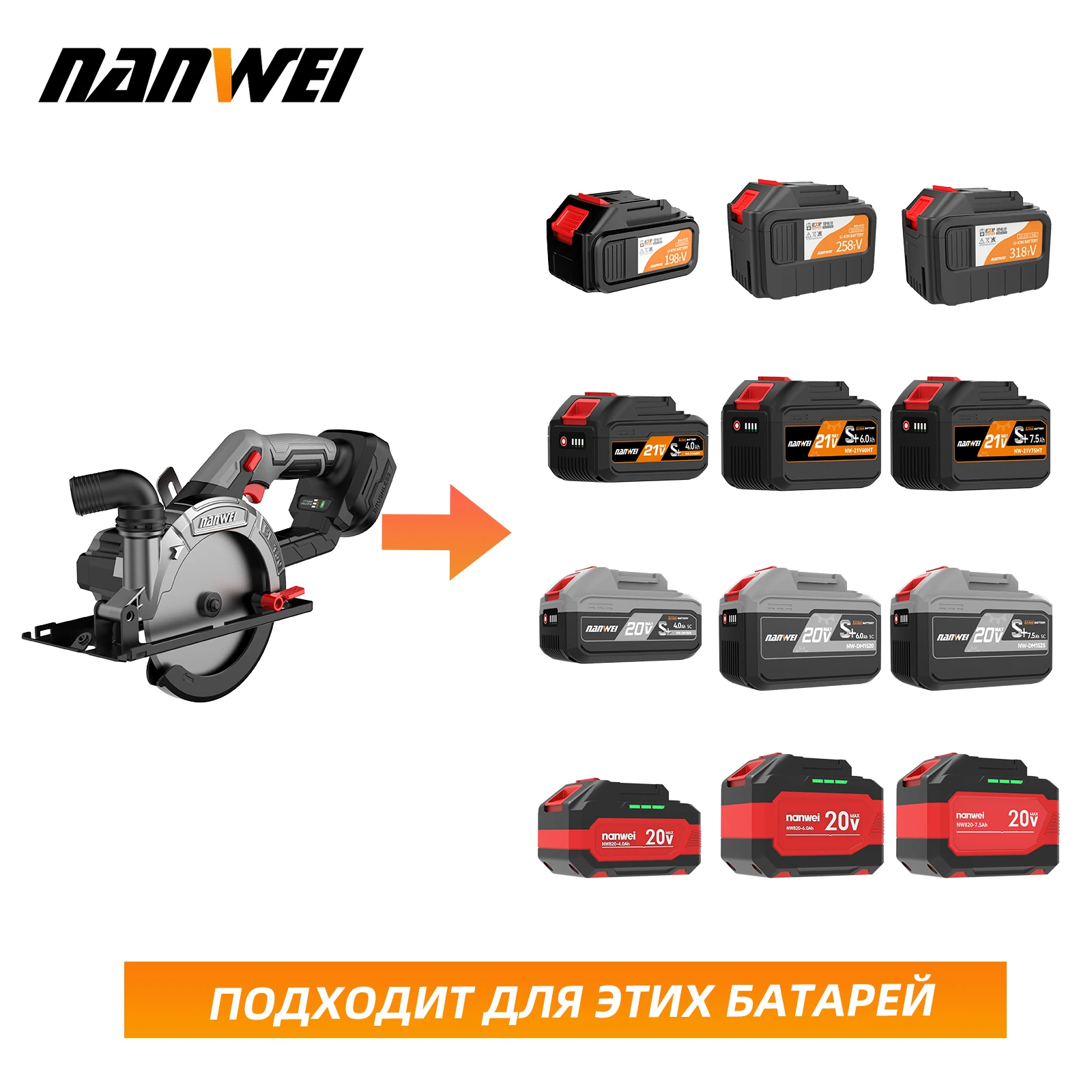 Миниатюра Nanwei 20В бесщеточная циркулярная пила