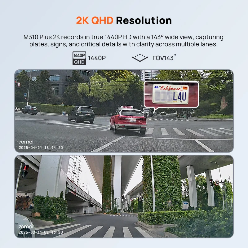 Миниатюра 70mai M310 Plus 2K Resolution, 1440P Night Vision WDR F1.55 Aperture, Voice Control 24H Parking Monitor Global Version New