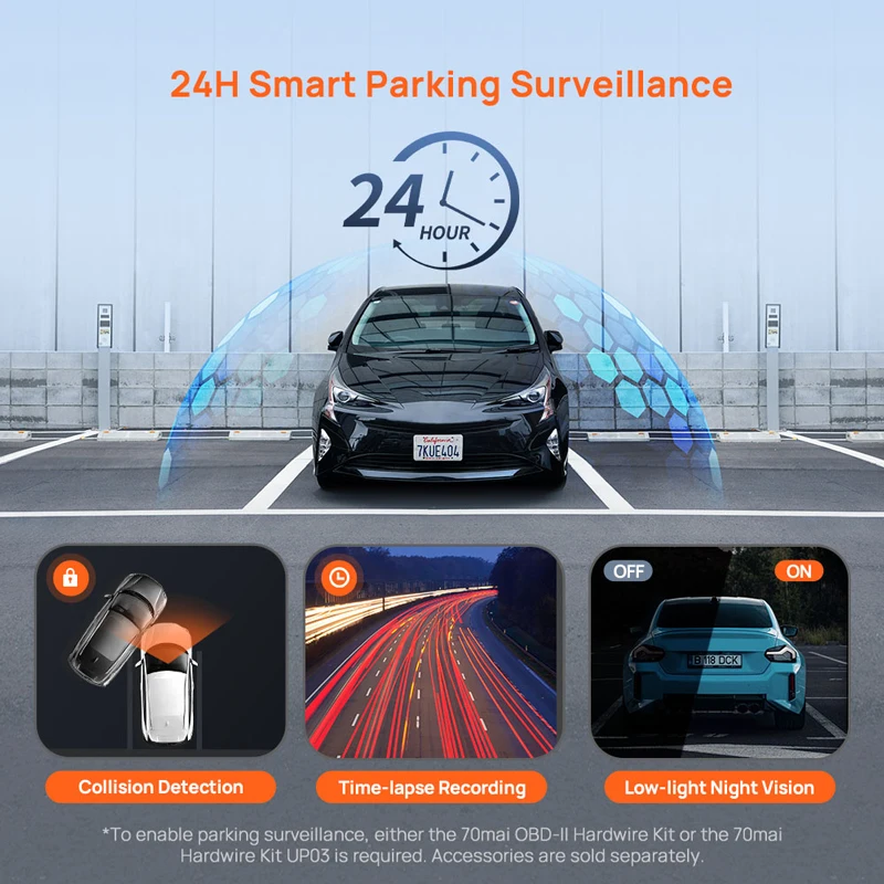 70mai M310 Plus 2K Resolution, 1440P Night Vision WDR F1.55 Aperture, Voice Control 24H Parking Monitor Global Version New