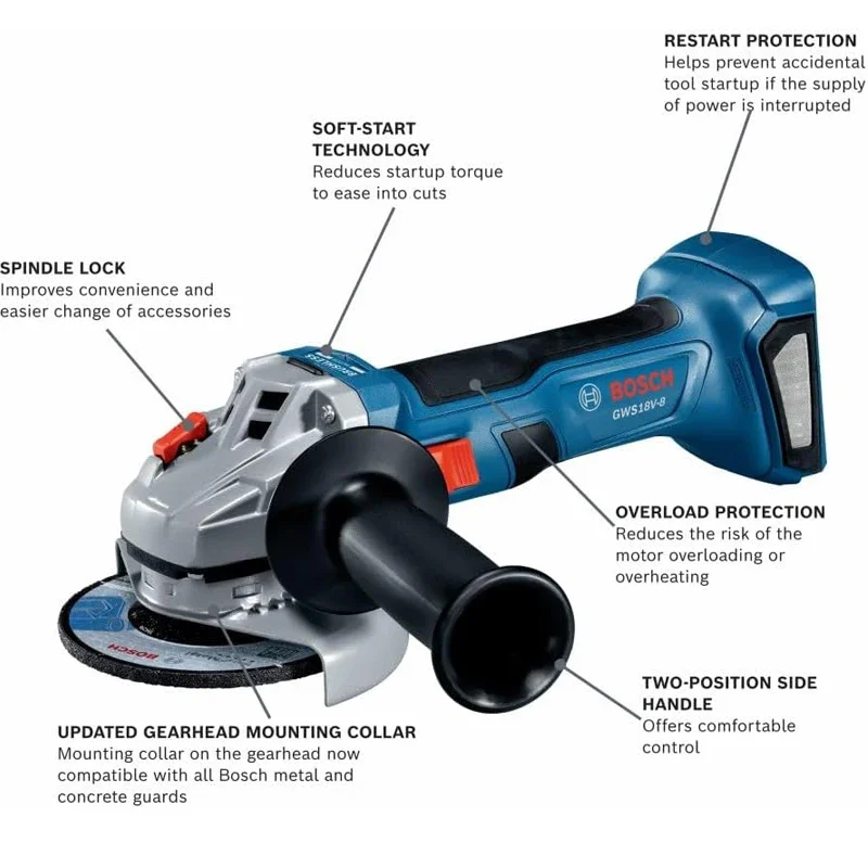 Миниатюра Аккумуляторная угловая шлифмашина Bosch GWS 18V-8