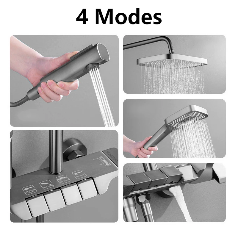 Миниатюра Душевая система WJNMONE из ABS, чёрная