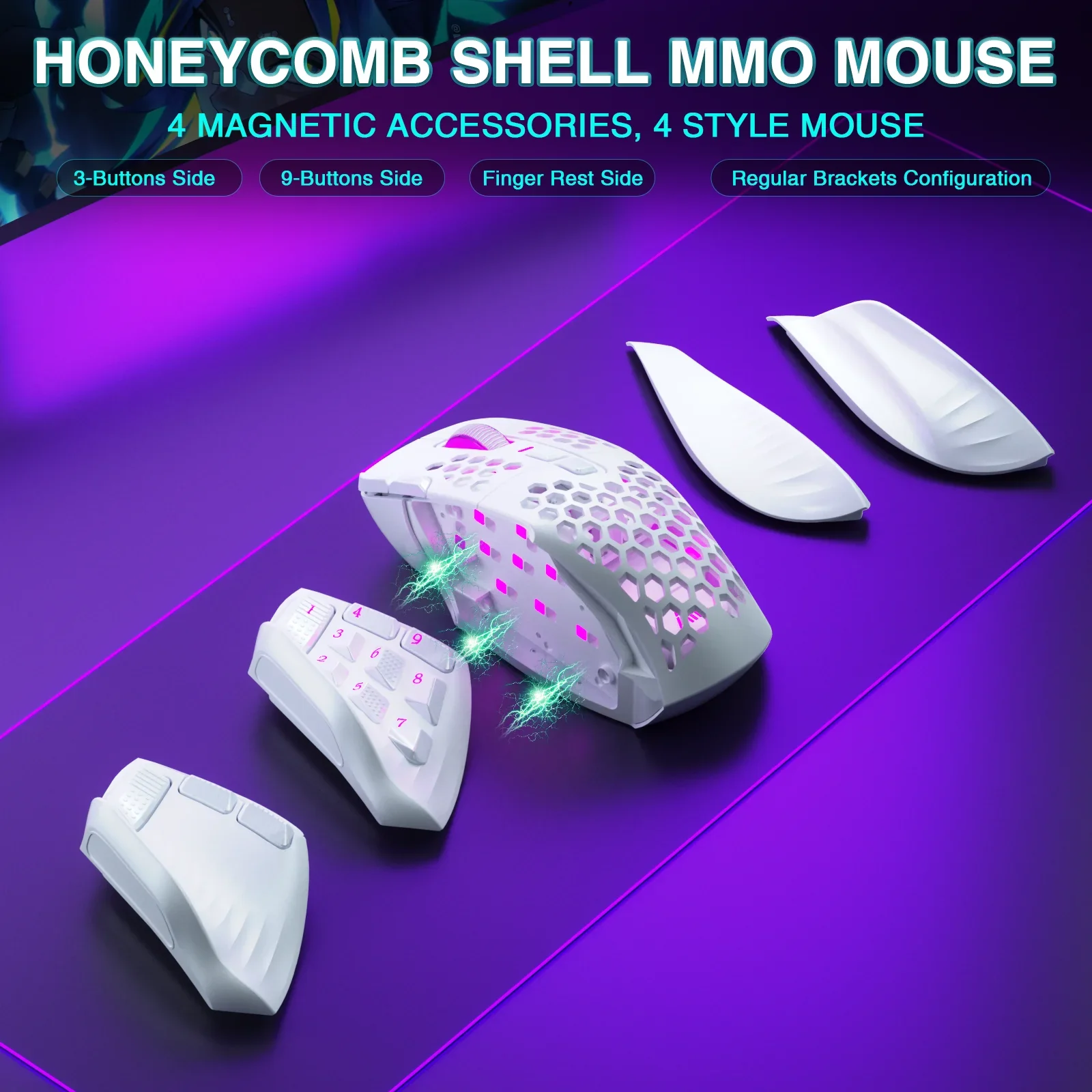 Миниатюра Беспроводная игровая мышь SOLAKA SM809 Pro 24000 DPI, 16 кнопок, RGB