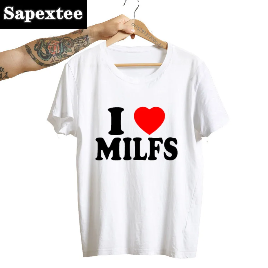 Миниатюра Женская футболка с принтом I Love MILFS, хлопок