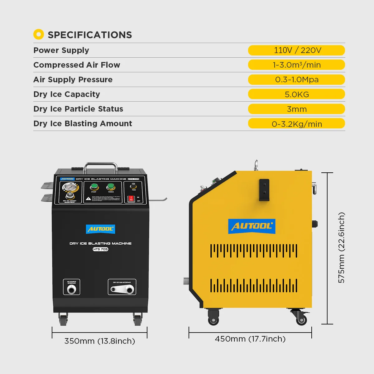 Аппарат для очистки сухим льдом AUTOOL HTS705, 110/220В