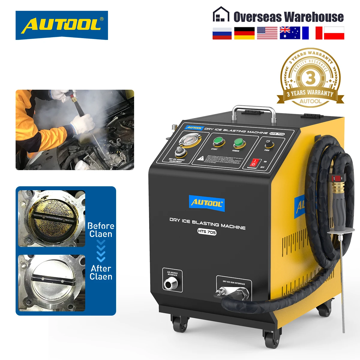 Аппарат для очистки сухим льдом AUTOOL HTS705, 110/220В