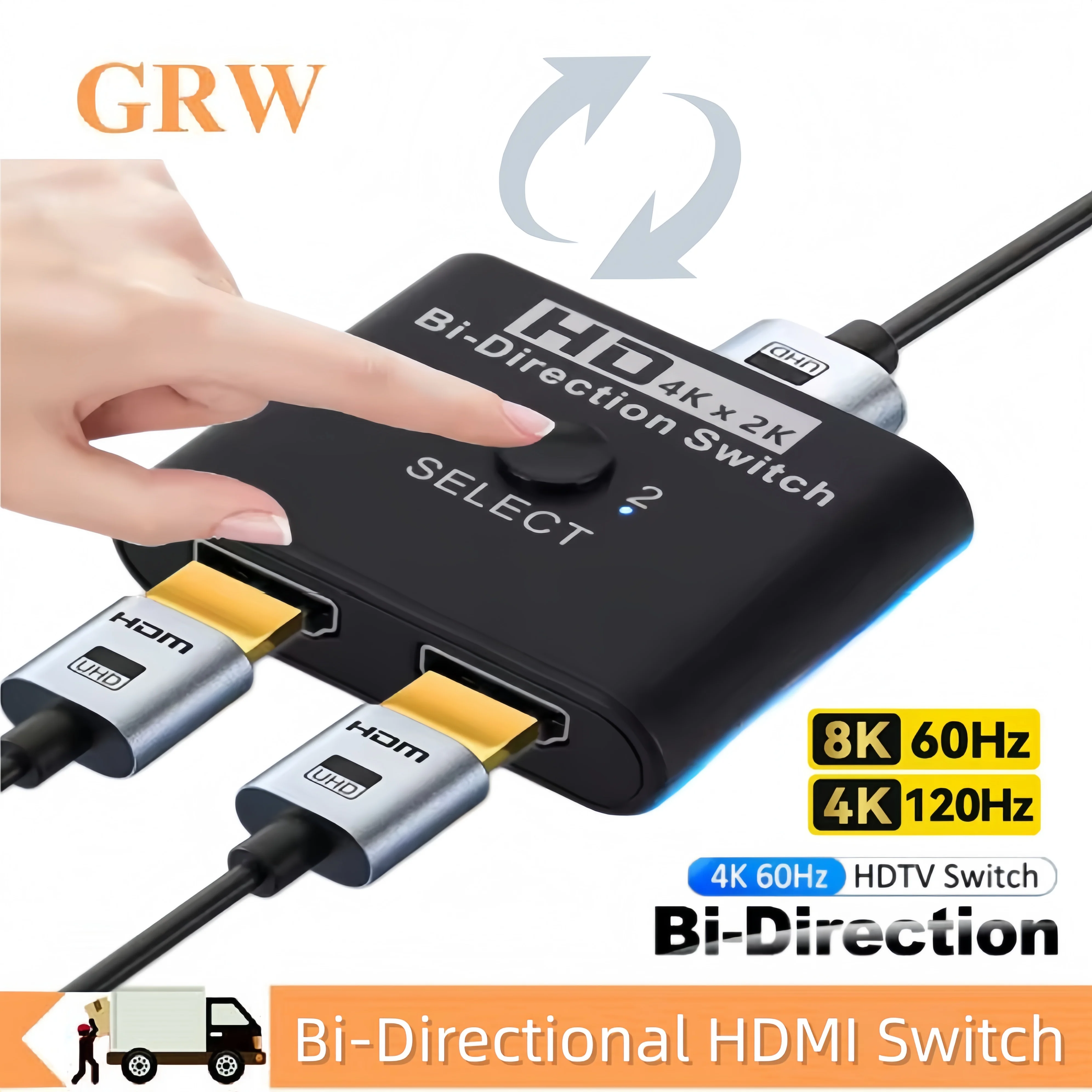 Миниатюра HDMI-переключатель GRWIBEOU двунаправленный, 8K 60 Гц