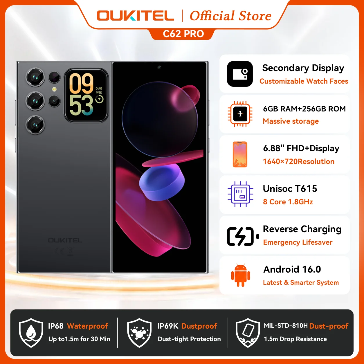 Смартфон Oukitel C62 Pro, 24/256 ГБ, глобальная версия