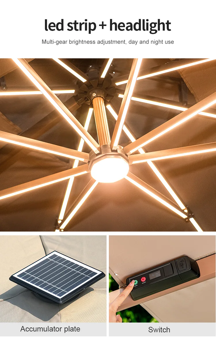 Садовый зонт с солнечной LED-подсветкой