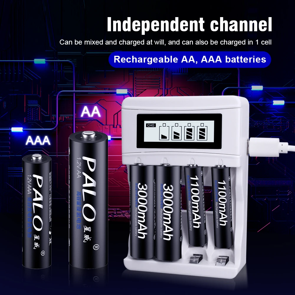 PALO Аккумуляторные батарейки Ni-MH AAA 1100mAh