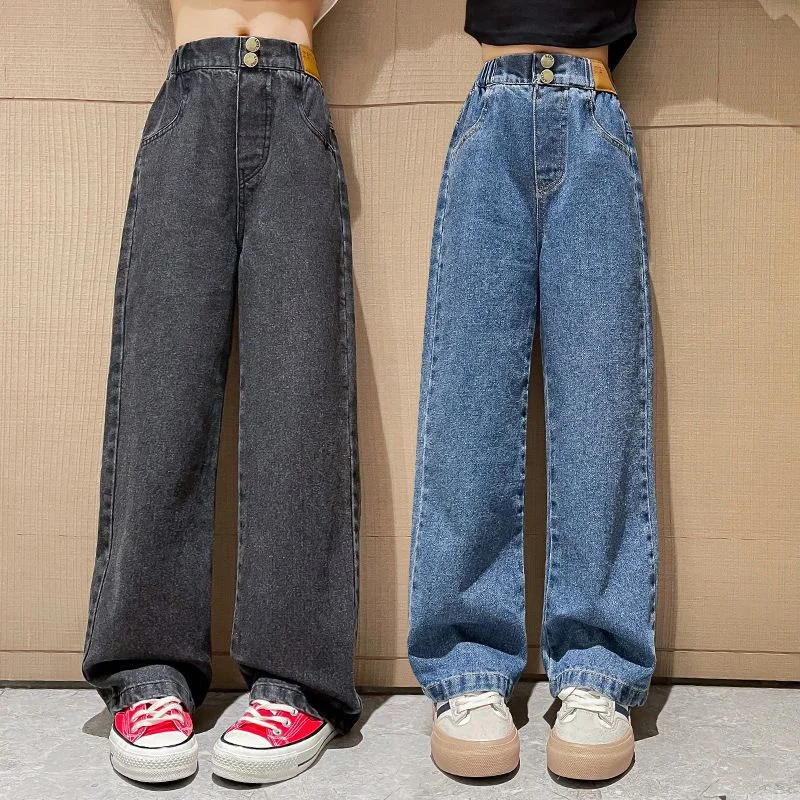 Детские свободные джинсы wide leg, 5-14 лет