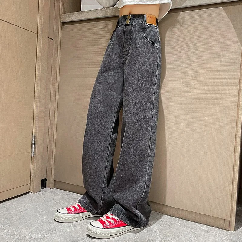 Детские свободные джинсы wide leg, 5-14 лет