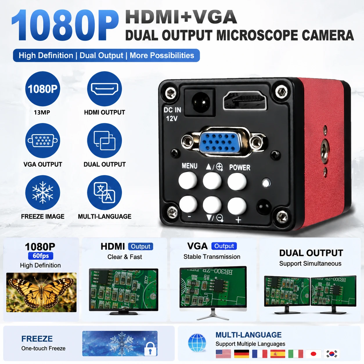 Промышленный цифровой микроскоп YIZHAN с HDMI 150x