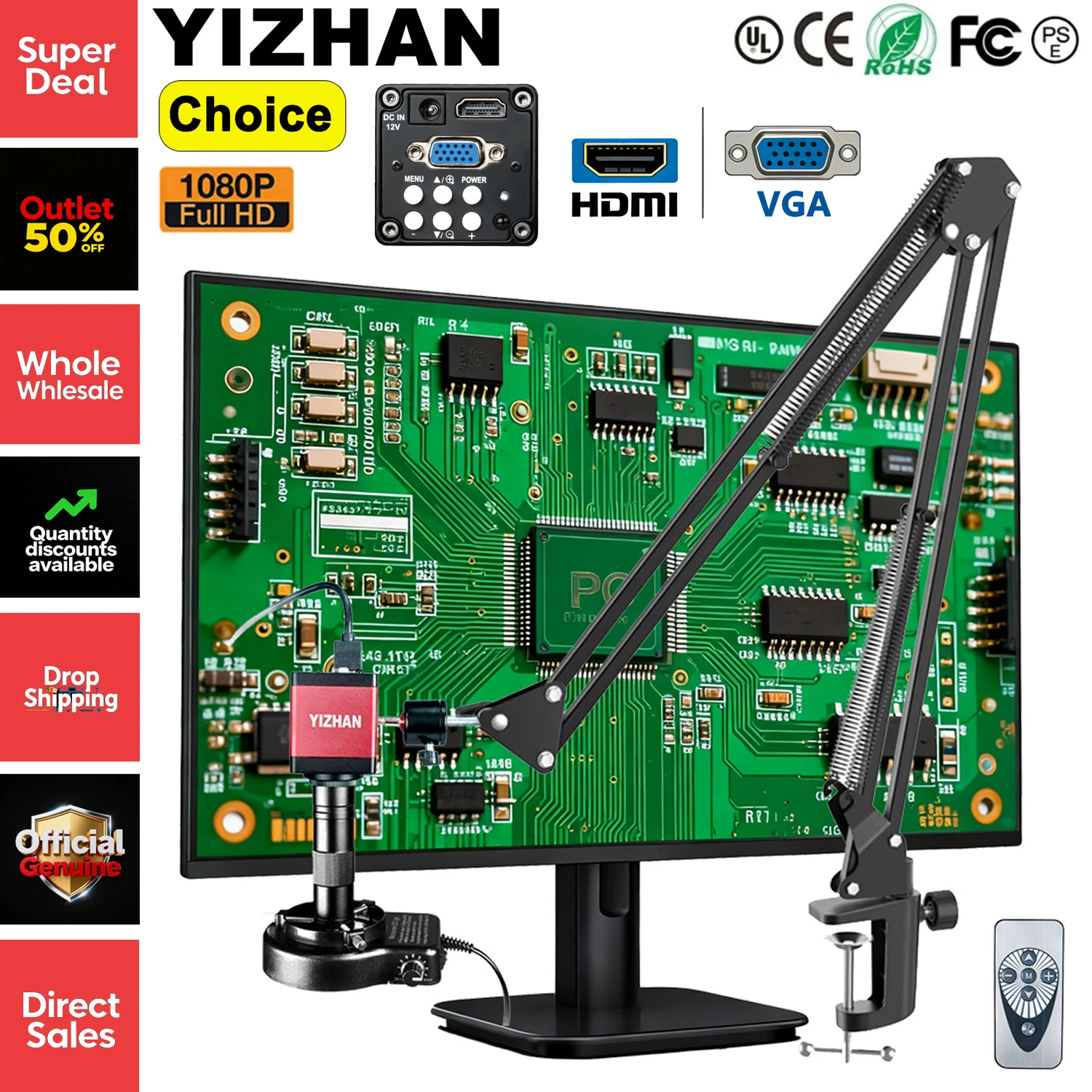 Промышленный цифровой микроскоп YIZHAN с HDMI 150x